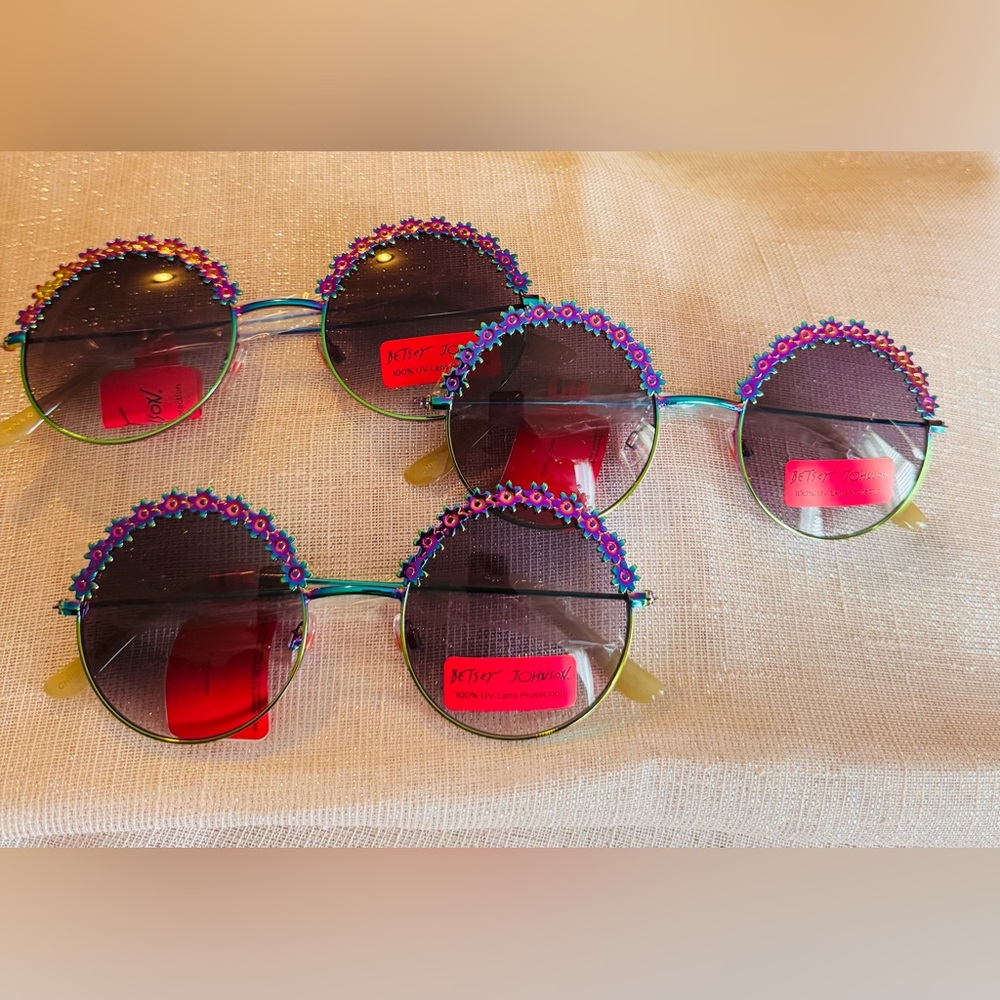 Betsey Johnson Purple Floral Embellished Sunglasses
